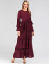 Elegant Round Neck Cake Skirt Long Dress in New Fashion